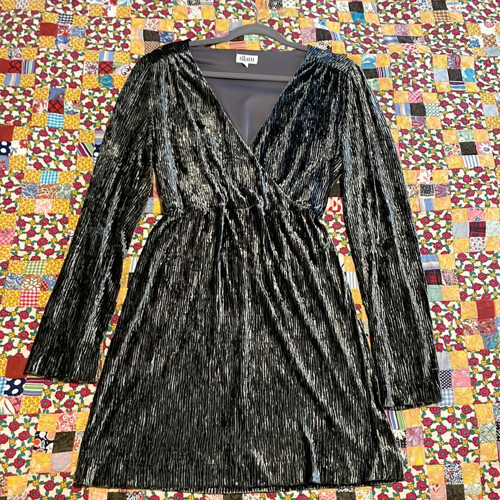 Glam Faux Wrap Mini Dress